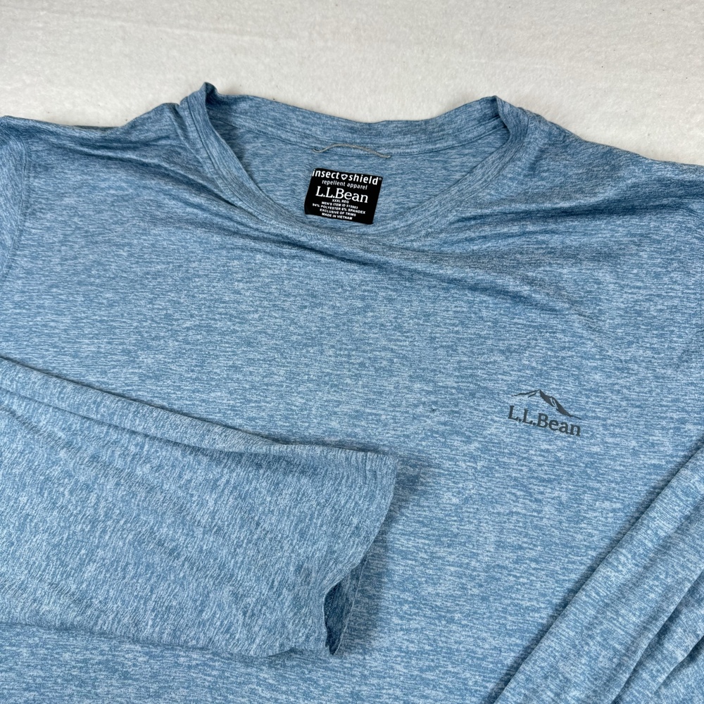 L.L. Bean Shirt Mens Size 3XL Blue Insect Shield Long Sleeve Hiking Performance